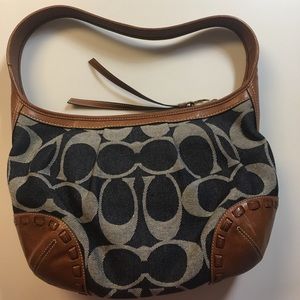 Coach Denim and Leather Bag with Coach Logo